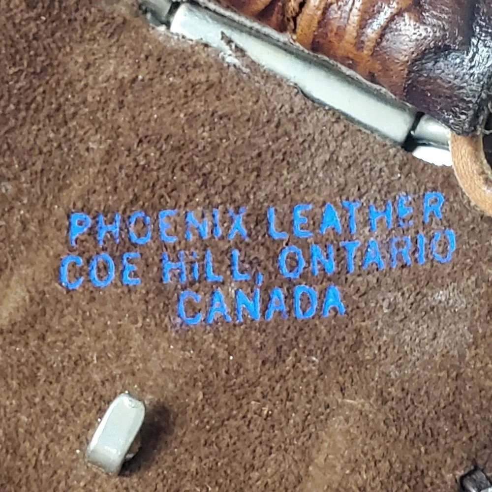 Phoenix‎ Canadian Tooled Leather Brown Leaf Acorn Geese Mens Belt Size 44 Woven